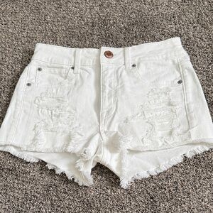American Eagle Outfitters White Frayed Jean Shorts